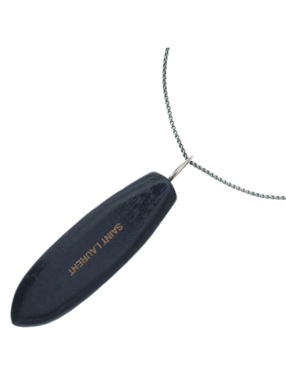 Saint Laurent Paris Wood Surfboard Pendant Black Silver Necklace